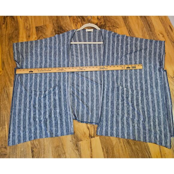 Anthropologie Soft Saturday/Sunday Barlia Blue Striped Boho Kimono w Pockets - Picture 6 of 12